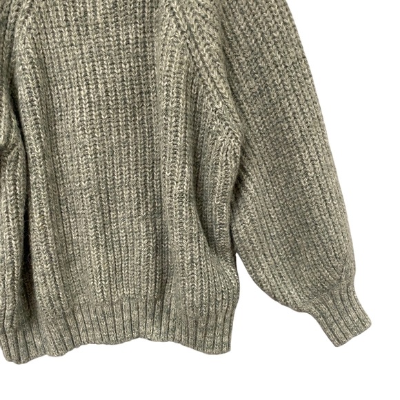 In Loom Gray Chunky Knit Balloon Sleeve Pullover Sweater M/L Cozy Chic Seasonal - Picture 2 of 8